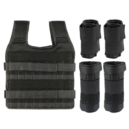 15Kg/35Kg Adjustable Weight Vest Exercise Loading Weight Vest Strength Training Jacket with 6Kg Leg Weight 5Kg Arm Weight