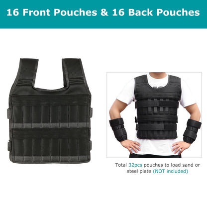 15Kg/35Kg Adjustable Weight Vest Exercise Loading Weight Vest Strength Training Jacket with 6Kg Leg Weight 5Kg Arm Weight
