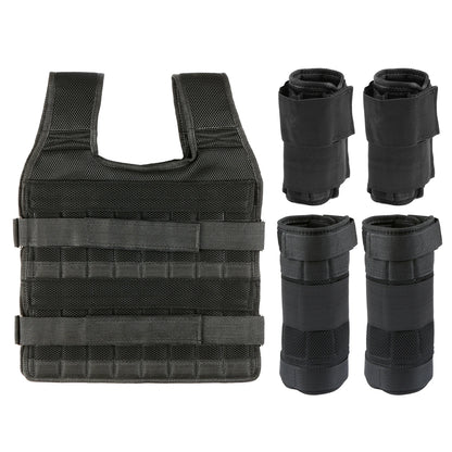 15Kg/35Kg Adjustable Weight Vest Exercise Loading Weight Vest Strength Training Jacket with 6Kg Leg Weight 5Kg Arm Weight