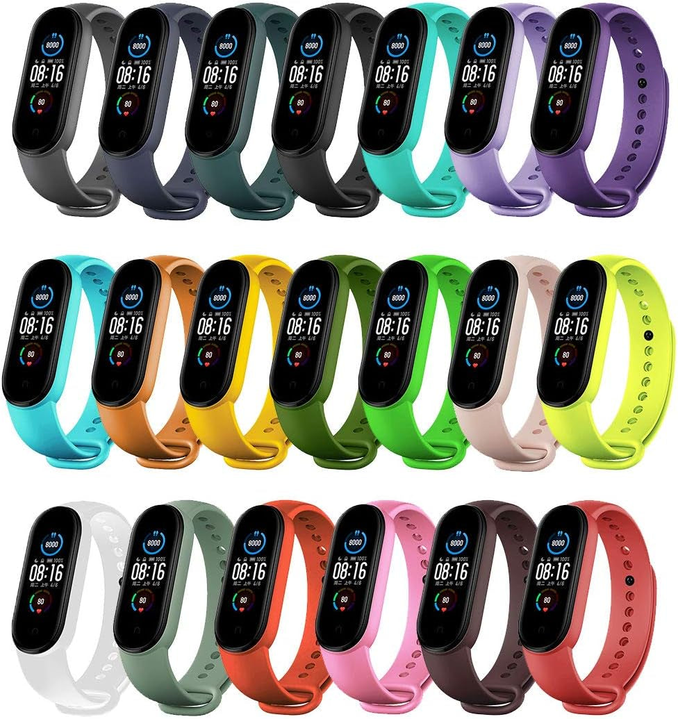 Soft Silicone Replacement Bands for Xiaomi Mi Band 6, Mi Band 5, and Amazfit Band 5 - Adjustable Sport Wrist Straps for Men and Women