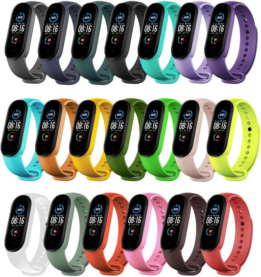 Soft Silicone Replacement Bands for Xiaomi Mi Band 6, Mi Band 5, and Amazfit Band 5 - Adjustable Sport Wrist Straps for Men and Women